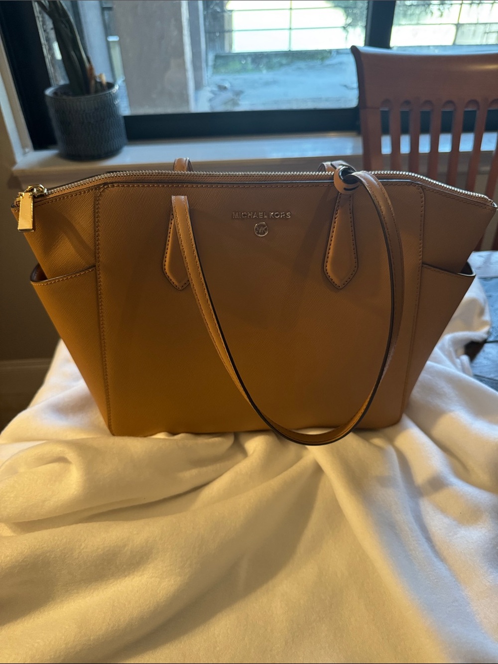 Michael Kors Camel Saffiano Leather Tote - Picture 2 of 12